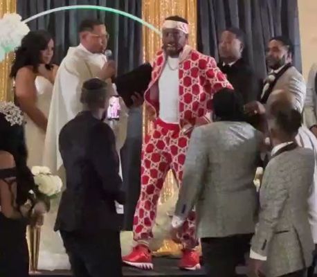 Drip making a scene in Kendra Robinson and Yung Joc's wedding.